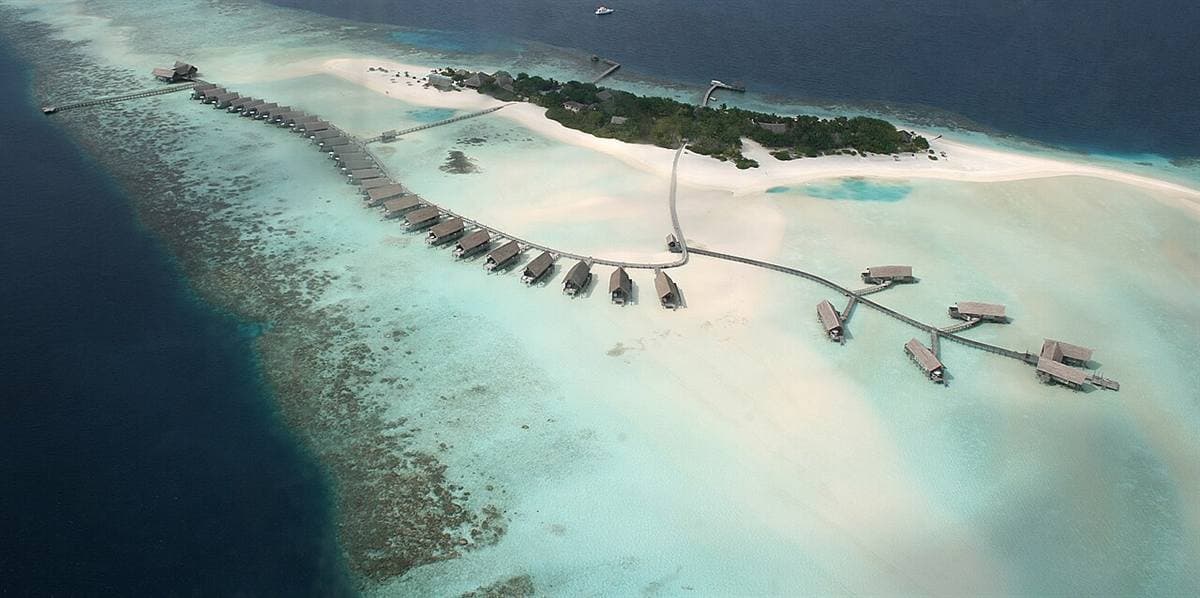 Aerial view of a reef island